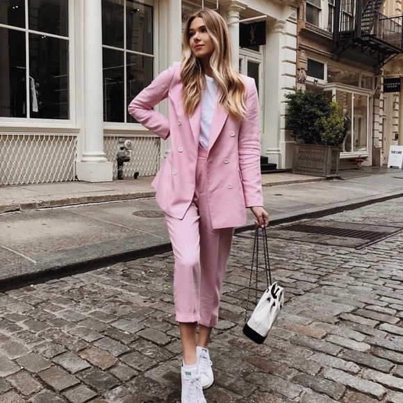 zara pink double breasted blazer